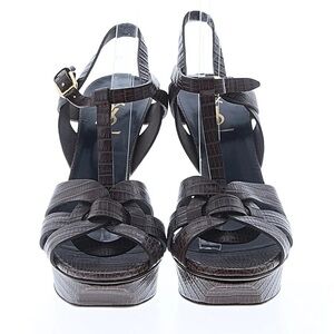YSL Tribute 75 Leather Platform Sandal